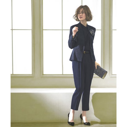 ルイルエブティック RUIRUE BOUTIQUE ノーカラーベーシック3ピーススーツ （ネイビーツイード×ネイビー）のサムネイル