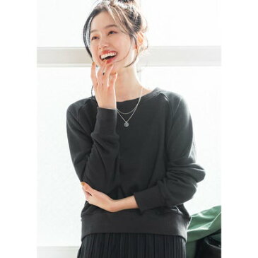 コカ coca ショート丈ボートネックスウェットトップス （Black）