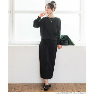 コカ coca ショート丈ボートネックスウェットトップス (Black)