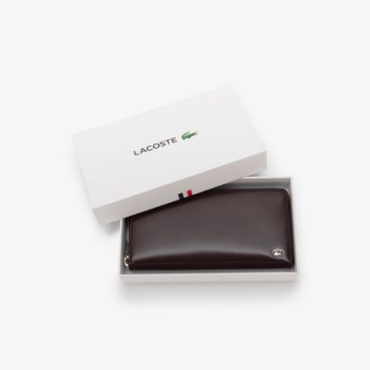 ラコステ LACOSTE レザーミニマルジップロングウォレット （ワイン）