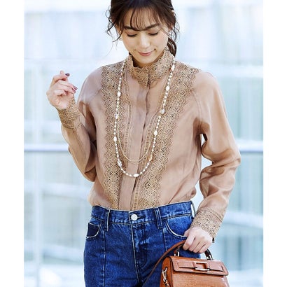 ルイルエブティック RUIRUE BOUTIQUE オーガンジーレースブラウス （アプリコット）のサムネイル