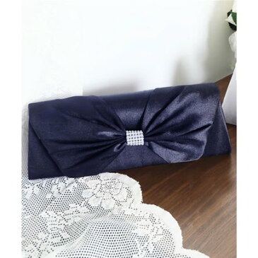 ドレスプラス DRESS+ 【結婚式・お呼ばれに使えるパーティーバッグ】3WAYビッグリボンデザインクラッチバッグ (ネイビー)