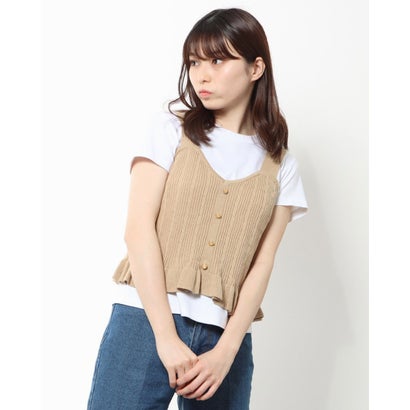 エヘカソポ アウトレット ehka sopo outlet 前釦ニットビスチェ （ベージュ）のサムネイル