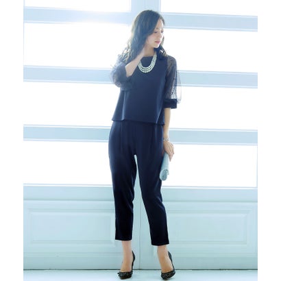 ルイルエブティック RUIRUE BOUTIQUE チュール＆レーススリーブセットアップ （ネイビー）のサムネイル