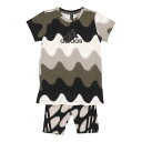 アディダス adidas ジュニア Tシャツハーフパンツセット LK MMK セットアップ IC3666 （Top:クラウドホワイト/ライトブラウン/ブランチ）