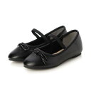 シューズインクローゼット Shoes in Closet -シュークロ- 《キッズ》 ラウンドトゥ リボン フラットバレエシューズ 7443K （ブラック/スムース）