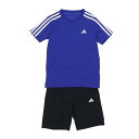 アディダス adidas ジュニア Tシャツハーフパンツセット U TR-ES 3S_Tシャツ/ショーツセット IC5669 （Top:ルシッドブルー/ホワイト Bottom:レジェンド）