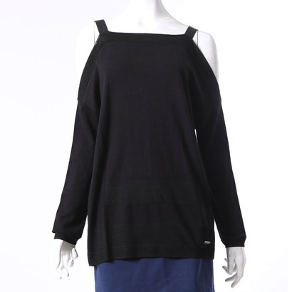 【アウトレット】ゲス GUESS L/S BOAT NECK MENGDI SWEATER （JET BLACK W/ FROST G）