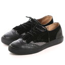キスコ KISCO 【牛革】素材コンビレースアップカジュアルシューズ (ブラックコンビ)