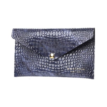 サビーナドンナ Sabina Donna 【日本製】クロコ型 エナメル フラットポーチ （ネイビー）