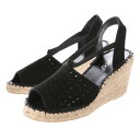 キスコ KISCO 【牛革】バックストラップパンチングジュート巻サンダル /厚底/(ブラック)