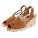 キスコ KISCO 【牛革】バックストラップパンチングジュート巻サンダル /厚底/(キャメル)