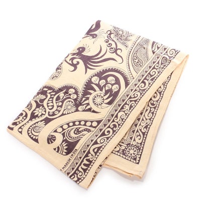 【チャイハネ】トライバルベッドカバー セミダブルサイズ ブラウン