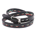 イタリコ ITALICO 2重巻き ハンドメイド レザーブレス 牛革 ステッチ入りブレスレット (ブラック)