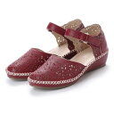 キスコ KISCO 【本革】カッティングバックストラップラウンドトゥサンダル (レッド)