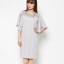 スタイルブロック STYLEBLOCK レース切り替え5分袖結婚式ワンピースパーティードレス (グレー)
