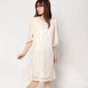 スタイルブロック STYLEBLOCK シフォンスリーブレース切り替え結婚式ワンピースパーティードレス (ベージュ)(4)