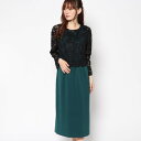 ジュネビビアン Genet Vivien レースボレロ付きミモレ丈ドレス (グリーン)