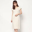 ジュネビビアン Genet Vivien 袖あり柄ワンピース (ベージュ)