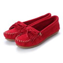 ミネトンカ MINNETONKA KILTY Suede Moccasin Shoes (チェリー レッド)