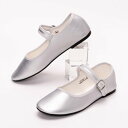 シュベック SVEC 【楽ちん】ぺたんこバレエシューズ フラットシューズ ストラップパンプス カンフーシューズ (シルバー)