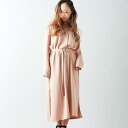 ジュノア JUNOAH スリットボタンロングシャツ (ピンクベージュ)