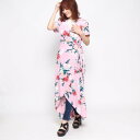 ゲス GUESS OLIVETTE WRAP DRESS (FEMME FREESIA PINK)
