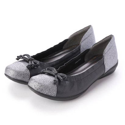 シュール SHOEL グリッター・リボンウォーキングパンプス （ガンメタル）