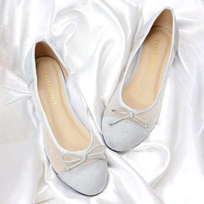 リバティードール LiBERTYDOLL 履き心地やわらか ラウンドトゥフラットバレエパンプス/5323 （チュールドットグレー）