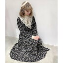 フィント 服 レディース 【an another angelus】 レース衿カシュクール花柄ワンピース (フィント F i.n.t)（BLACK）