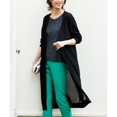 ラナン RANAN ロング丈Vネックニットカーデ （ブラック）