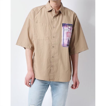 スタイルブロック STYLEBLOCK フォト付きタイプライター半袖ビッグシャツ （ベージュ）