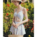 オシャレボ OSYAREVO 【ネット限定】フローレットバッククロス ワンピース水着【返品不可商品】 (グレー×フラワー)