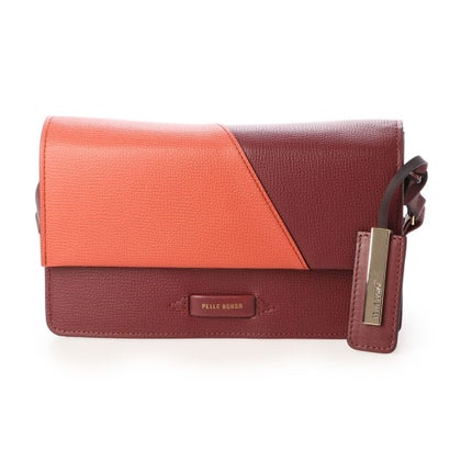 ペレボルサ PELLE BORSA 財布ショルダー (オレンジ×ブラウン)