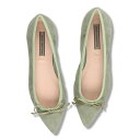 インターショシュール INTER-CHAUSSURES ポインテッドバレエシューズ (グリーンスウェード)