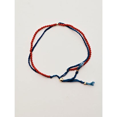 【岩座】本藍染め 綿麻アンクレット 足飾り 藍 レッド