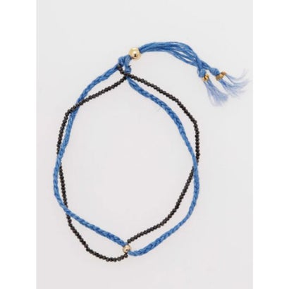 【岩座】本藍染め 綿麻アンクレット スピネル ブラック系その他