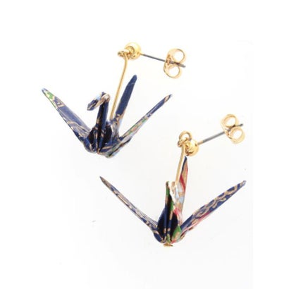 【カヤ】折り鶴 更紗ピアス パープル