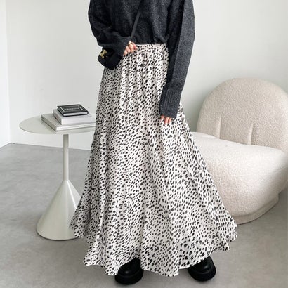 ジーラ GeeRA 切替フレアーロングスカート (ダルメシアン柄)