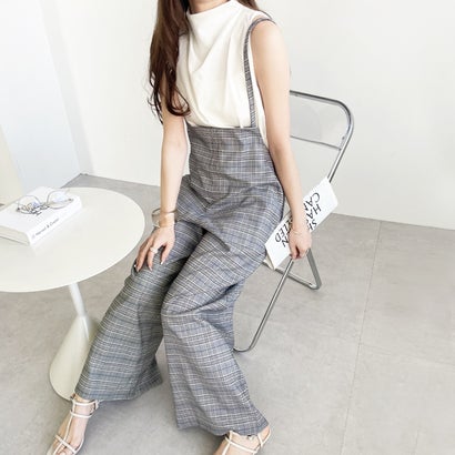 ジーラ GeeRA サロペットワイドパンツ (チェック)