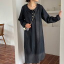 メゾンドラティール maison de LATIR オーバーサイズシルエットのデニムワンピース。 (ブラック)(4)