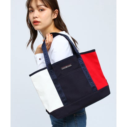 トミー ヒルフィガー TOMMY HILFIGER 【オンライン限定】ミディアムキャンバストートバッグ（ネイビー）