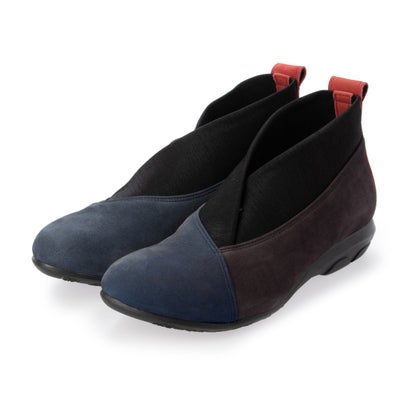 【本革 / 日本製 / 3E】 ヴィタノーヴァ VITA NOVA クッションモールドソール ストレッチ素材コンビネーション コンフォートショートブーツ （DBUNC）