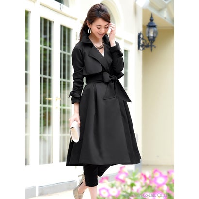 ルイルエブティック RUIRUE BOUTIQUE スリークタッチリボンカフストレンチコート ｜ レディース アウター 羽織 体型カバー 保温 軽量 暖かい トレンチコート ライトアウター ロングコート リボのサムネイル