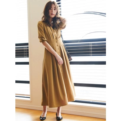 2wayフロントボタンタックワンピース (マスタードイエロー(BR))