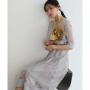 プールヴー PourVous フェミニンワンピースドレス大きいサイズミモレ丈&七分袖結婚式フォーマル ワンピース パーティードレス 20代 30代 40代 (アイスグレー)