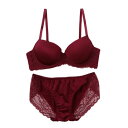 パリーゼ Palissee 【GHカップ】無地ツーウェイ3/4モールドカップブラ&ショーツ【返品不可商品】 (ワイン)