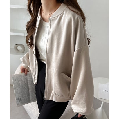 アンドミー and Me フェイクスエードボリューム袖ジップブルゾン ジャケット （アイボリー）のサムネイル