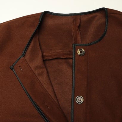 スタイルブロック STYLEBLOCK フェイクウール合皮パイピングポンチョ （バーガンディ）