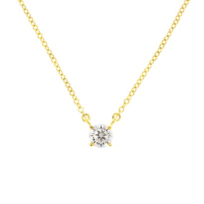 ミーティアニューヨーク METEOR NEW YORK 0.5ct 1粒ソリティアネックレス 『VENUS』【返品不可商品】 （18金イエローゴールドコーティング）